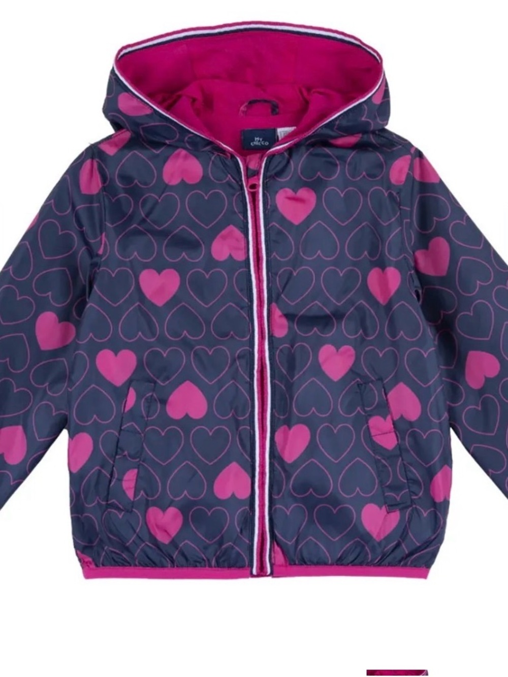 chicco Girls Hooded Jacket in Navy & Hot Pink